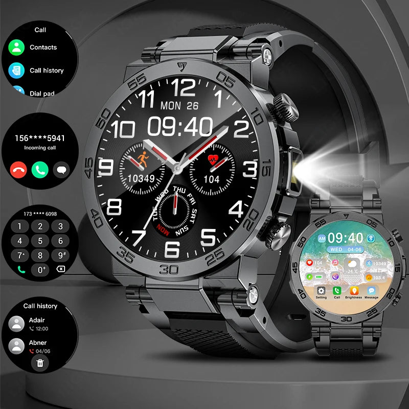 LIGE Fashion LED Flashlight Smart Watch For Men Custom Watch Face Bluetooth Call  Bracelet Sport Blood Oxygen Monitor Smartwatch