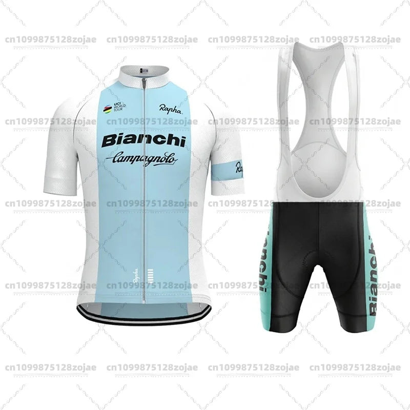 2025 Men's Retro Short Sleeve Jersey BIANCHI Cycling Jersey Bicycle Summer Short Sleeve Quick Dry Cycling Suit Kit