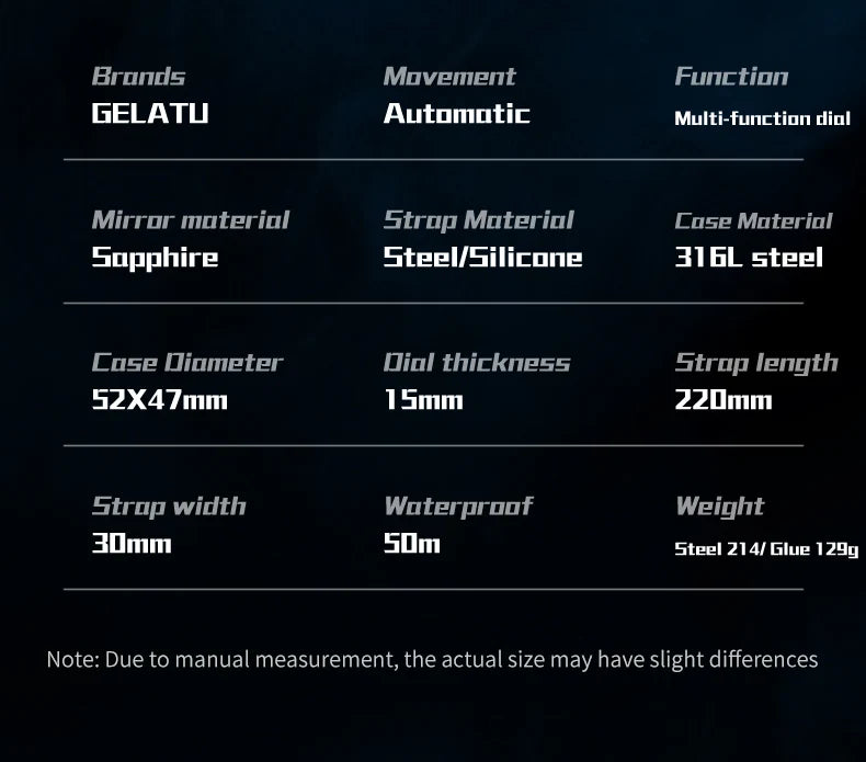 GELATU 6013 Luxury Men Hollow Automatic Mechanical Watch Waterproof Multi functional Original Men Watch Formal Watch Reloj