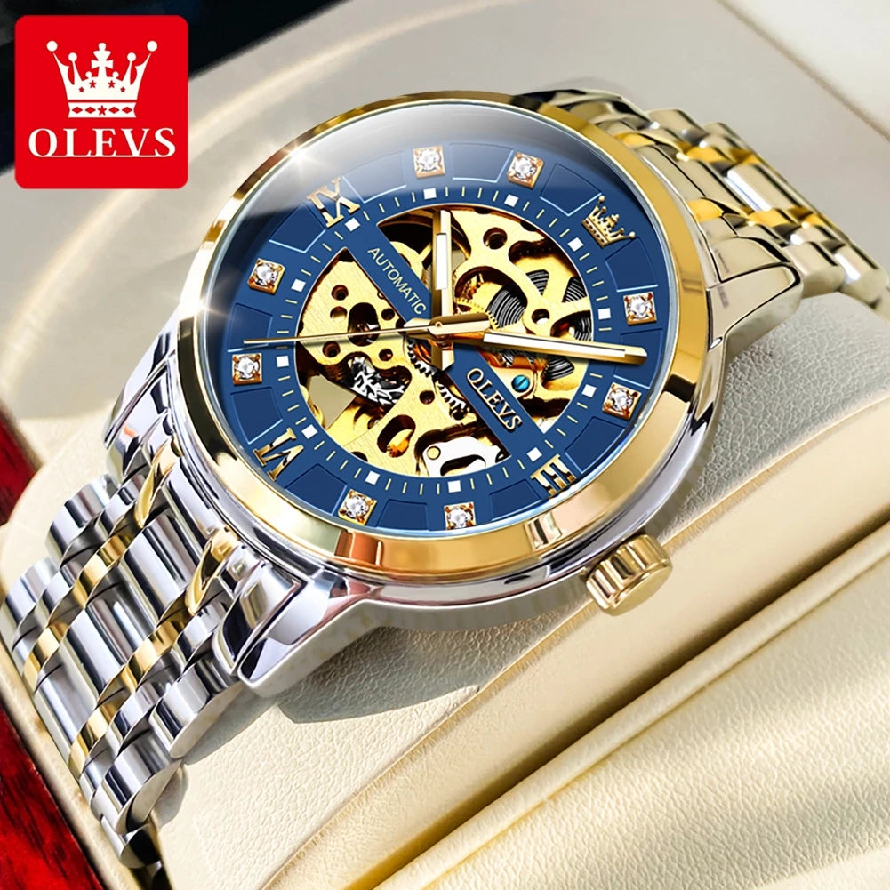 OELVS 9901 Luxury Men's Watches Fashion Dress Automatic Mechanical Wristwatch Waterproof Luminous Hollow Watch for Man Reloj