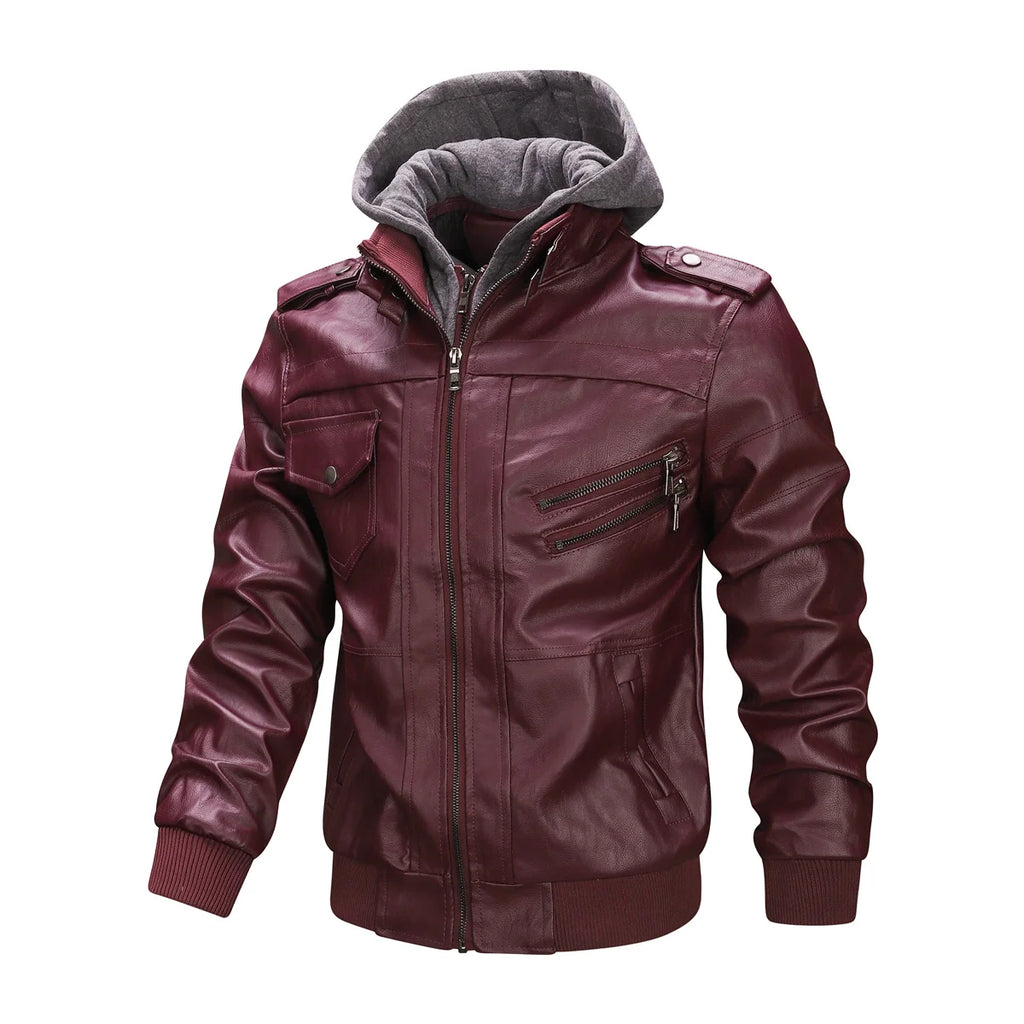 Motorcycle Leather Jackets Man Casual Fashion Motorcycle Coat Slim Fit Lapel PU Jackets Autumn Fake Two Pieces Leather Coat Male