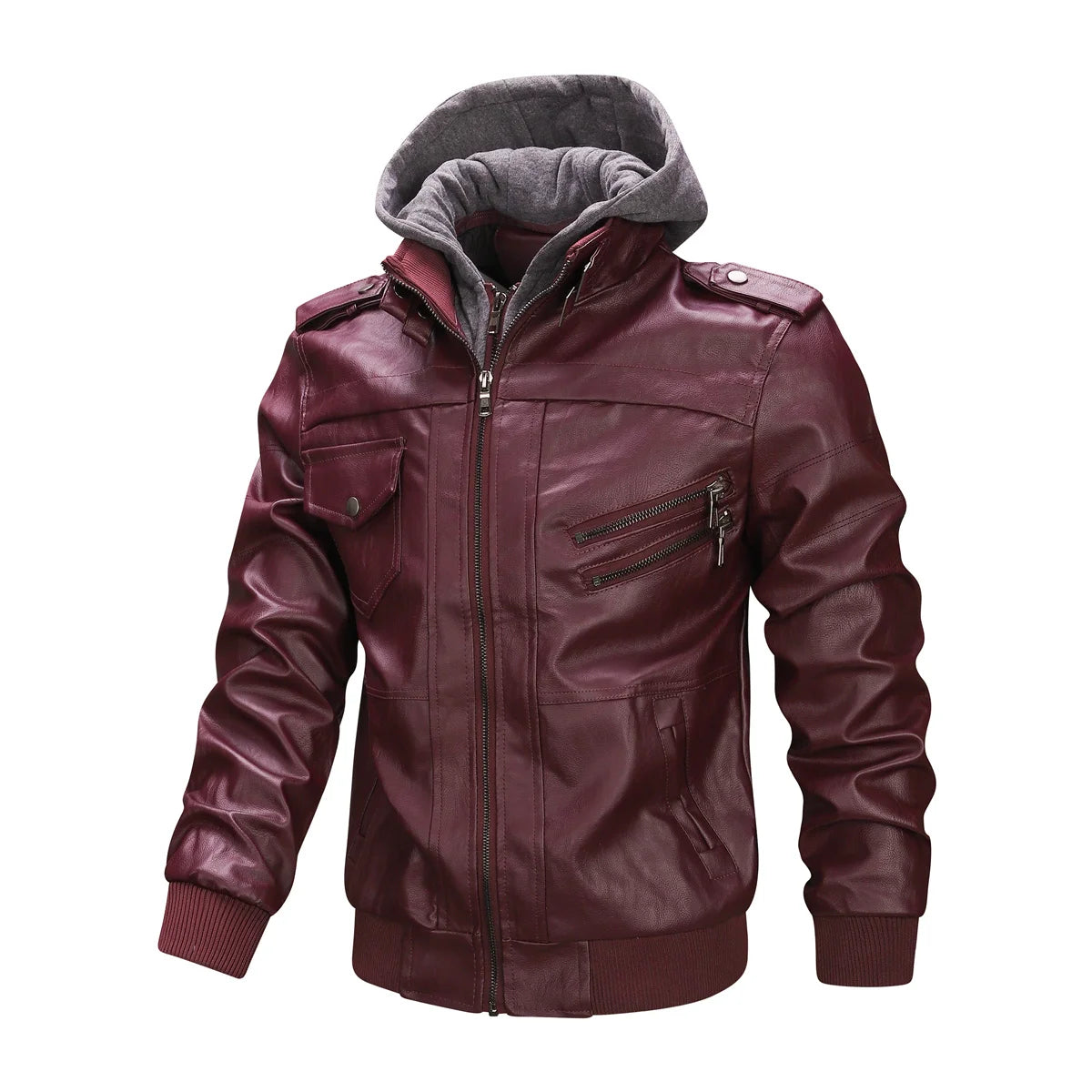 Motorcycle Leather Jackets Man Casual Fashion Motorcycle Coat Slim Fit Lapel PU Jackets Autumn Fake Two Pieces Leather Coat Male