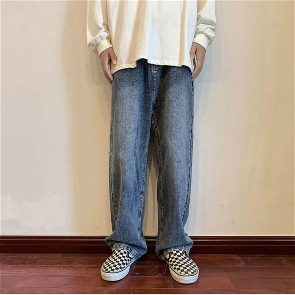 Baggy Jeans Trousers Male Denim Pants Black Wide Leg Pants Men's Jeans Cargo pants for men Korean Streetwear Hip Hop Harajuku