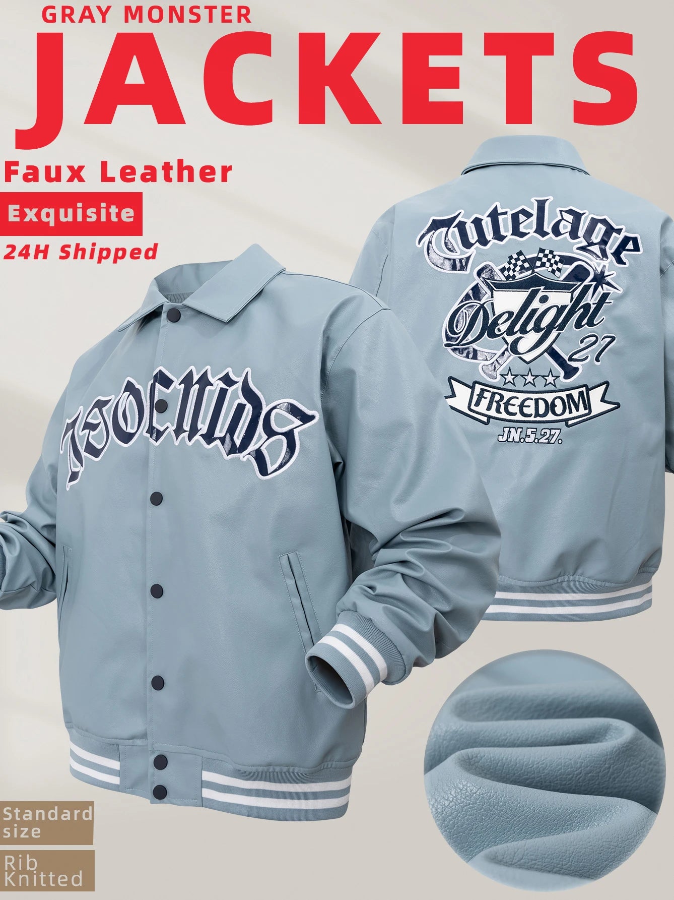 Men's Faux Leather Jackets Vintage Casual Fashion Outwear Loose Pu Leather Motorcycle Windbreaker BomberStyle Jackets