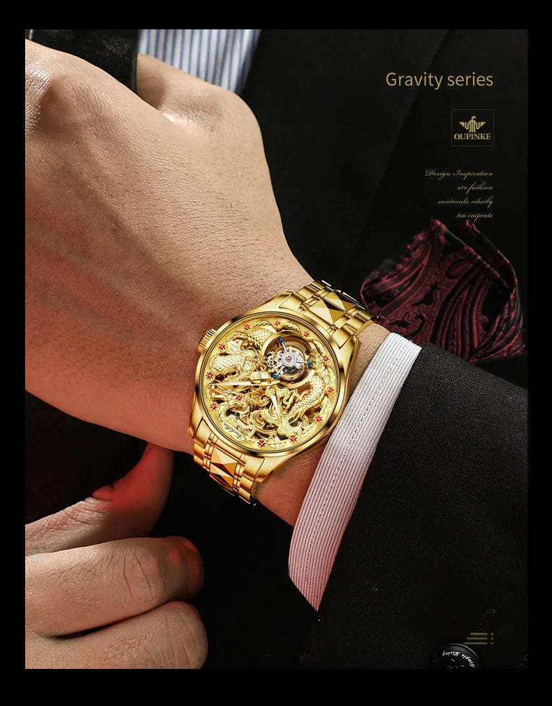 OUPINKE Original Genuine Watch Luxury Tourbillon Mechanical Business Men's Watch Automatic Mechanical Fashion Wristwatch Clock