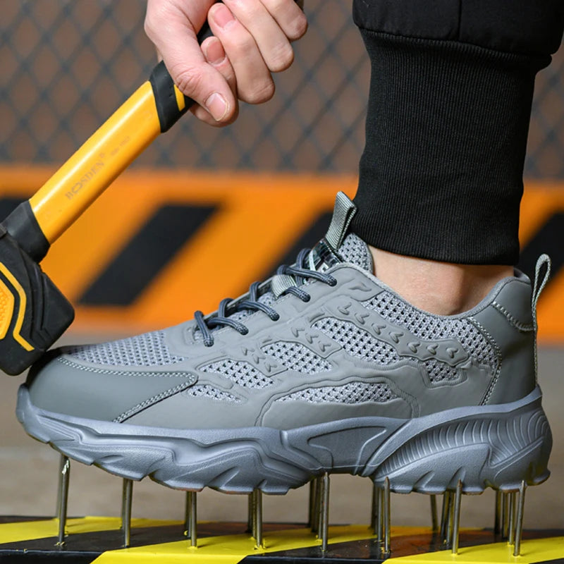 Breathable Mesh Safety Shoes Men White Protective Shoes For Men