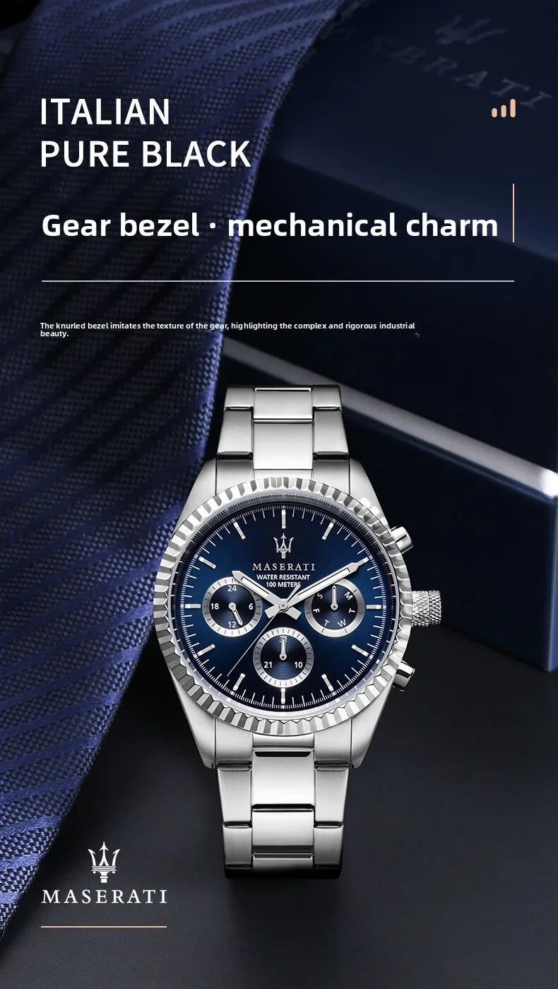 Original Maserati watches men's luxury gold fashion trend dial Shi Ying European and American business watch blue gold R88531000