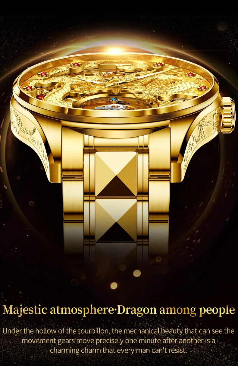 OUPINKE Original Genuine Watch Luxury Tourbillon Mechanical Business Men's Watch Automatic Mechanical Fashion Wristwatch Clock