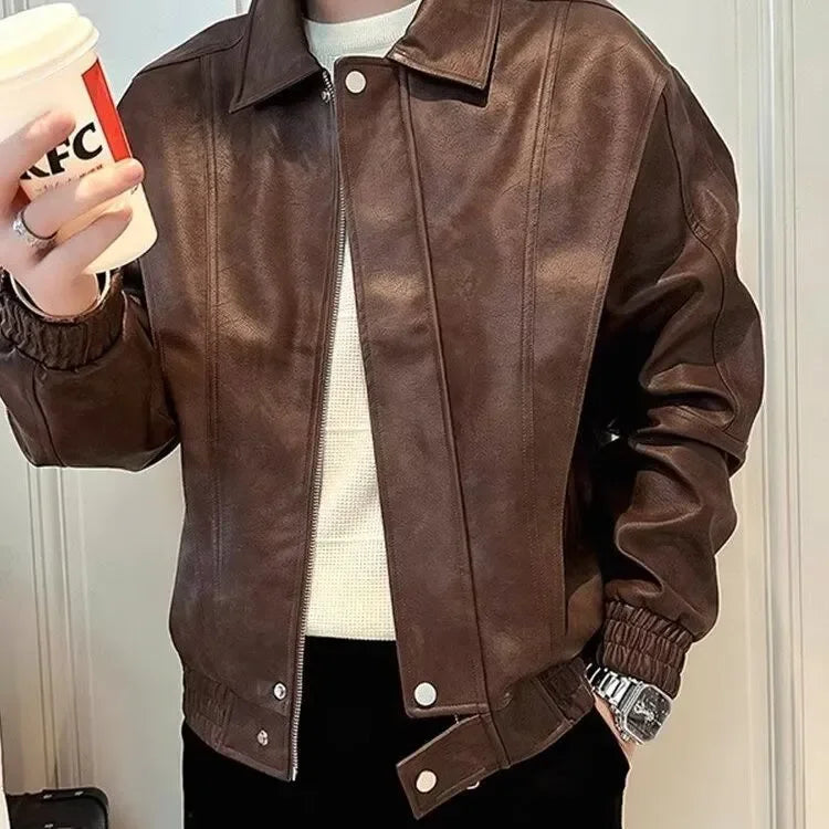 High-end Leather Jacket for Men in Spring Autumn Winter 2025 New Trendy Casual