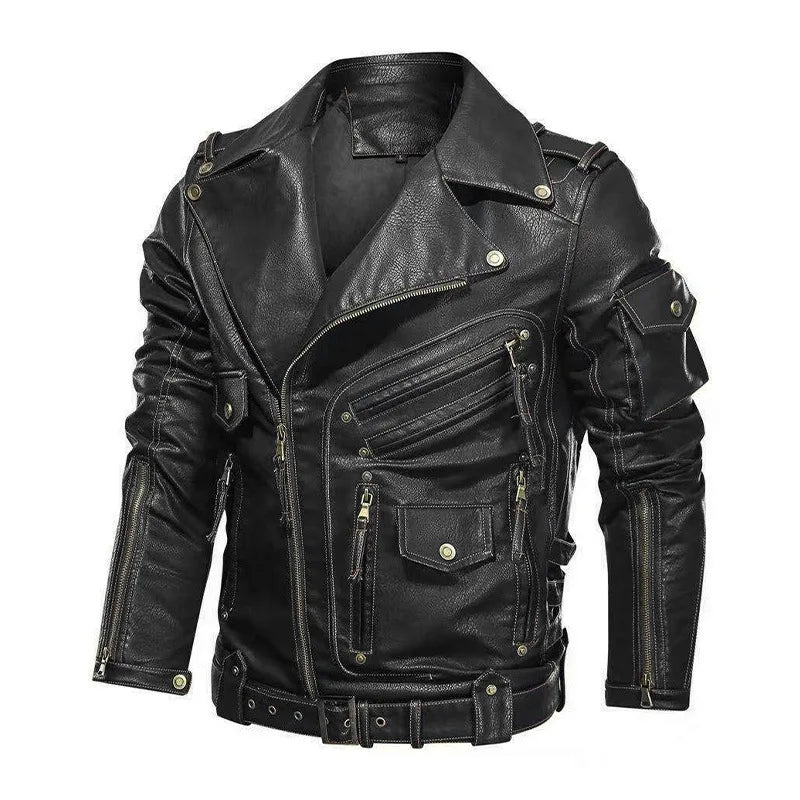 2024 Fashion Winter Winter Mens Leather Jacket Men Fashion Motorcycle Pu Leather Jacket Cool Zipper Pockets Leather Coats