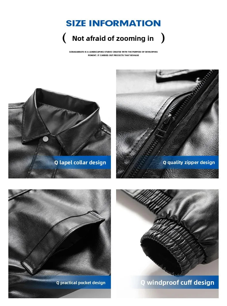 Jacket men's loose leather jacket locomotive suit men's gangster handsome hip-hop European and American street trend jacket