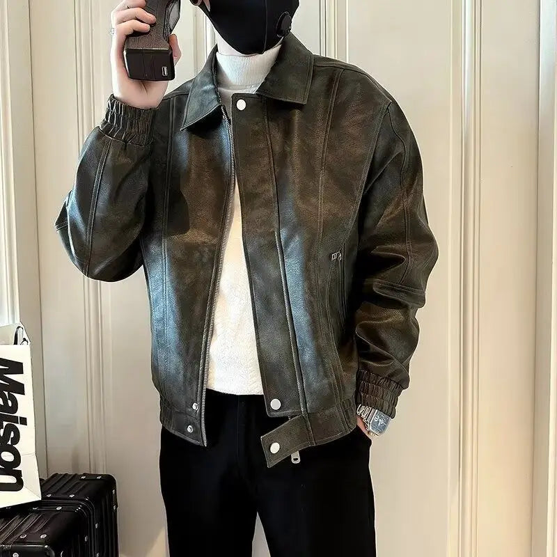 High-end Leather Jacket for Men in Spring Autumn Winter 2025 New Trendy Casual