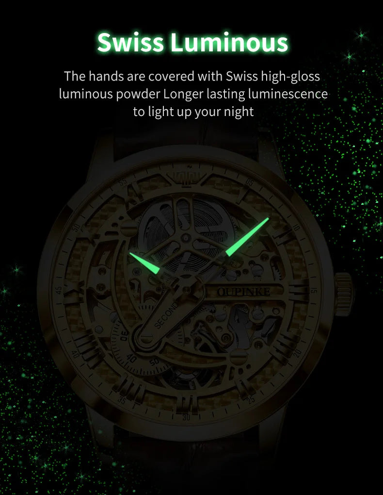OUPINKE Great Price Reduction Luxury Brand Men Watch Gold Fully Automatic Mechanical Watch Waterproof Luminous Original Watch
