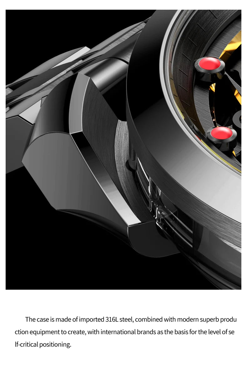 IDEAL KNIGHT 6802 Automatic Watch For Men Hollow Skeleton Mechanical Wristwatch Waterproof Tourbillon Man Watch Sapphire Mirror