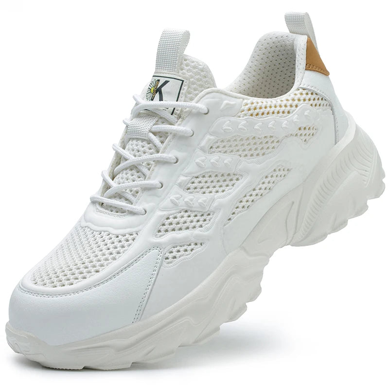 Breathable Mesh Safety Shoes Men White Protective Shoes For Men