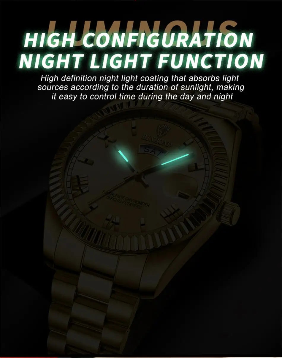 2025 New Men Business Watches Fashion Arabic Dial Steel Band Male's Luminous Waterproof Quartz Watch Set(Gift box regulator Box）