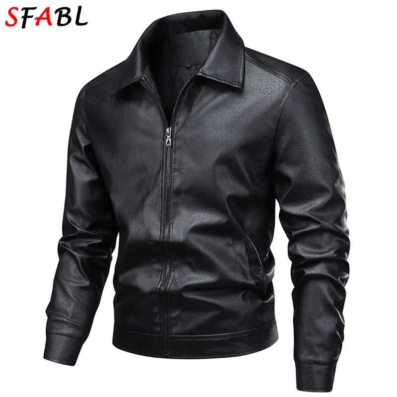 New Classic Leather Jacket Men Autumn Winter Casual Motorcycle PU Jacket Biker Leather Coat Men Fashion Warm Overcoat Black 3XL