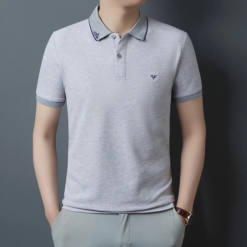 Men's Polo Shirt Solid Color Embroidery Brand High Quality Breathable Business Clothing