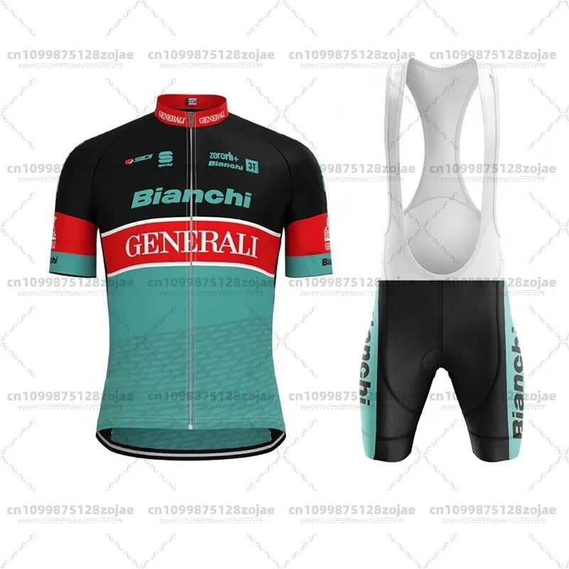 2025 Men's Retro Short Sleeve Jersey BIANCHI Cycling Jersey Bicycle Summer Short Sleeve Quick Dry Cycling Suit Kit