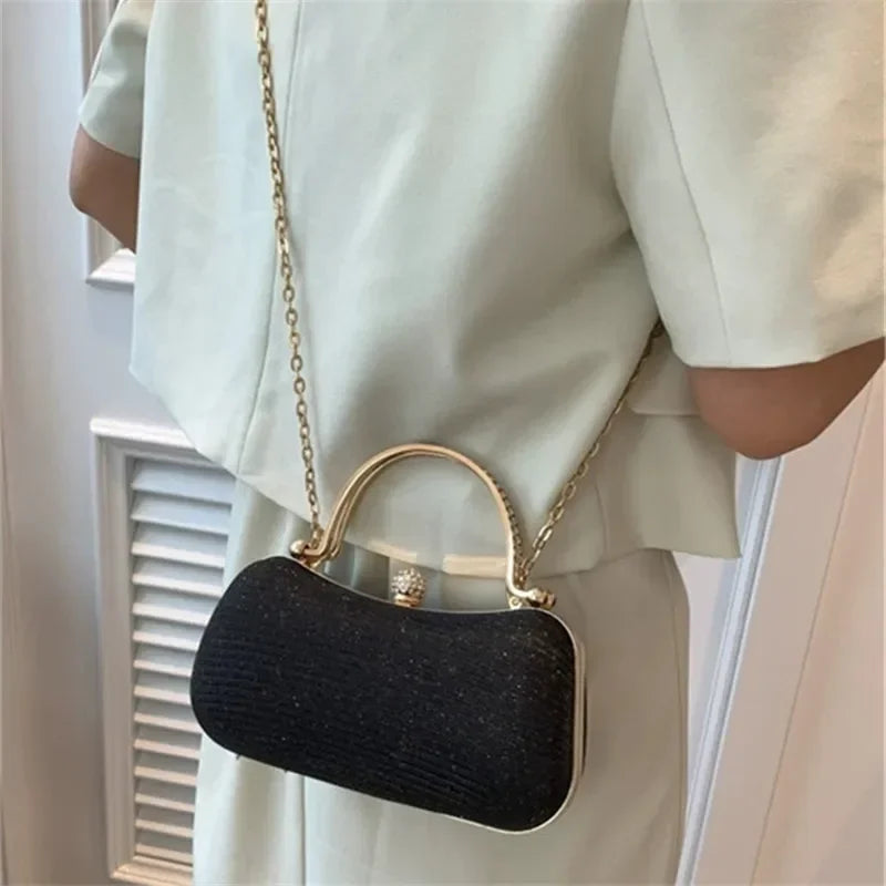 Shiny Mini Evening Bag, Rhinestone Chain Purse