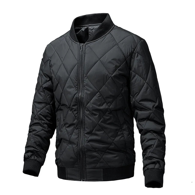 New Men's Cotton Padded Jacket Korean Style Stand Collar Zipper Warm Coat Fashion Casual Zip Up Outerwear For Winter Jacket Man
