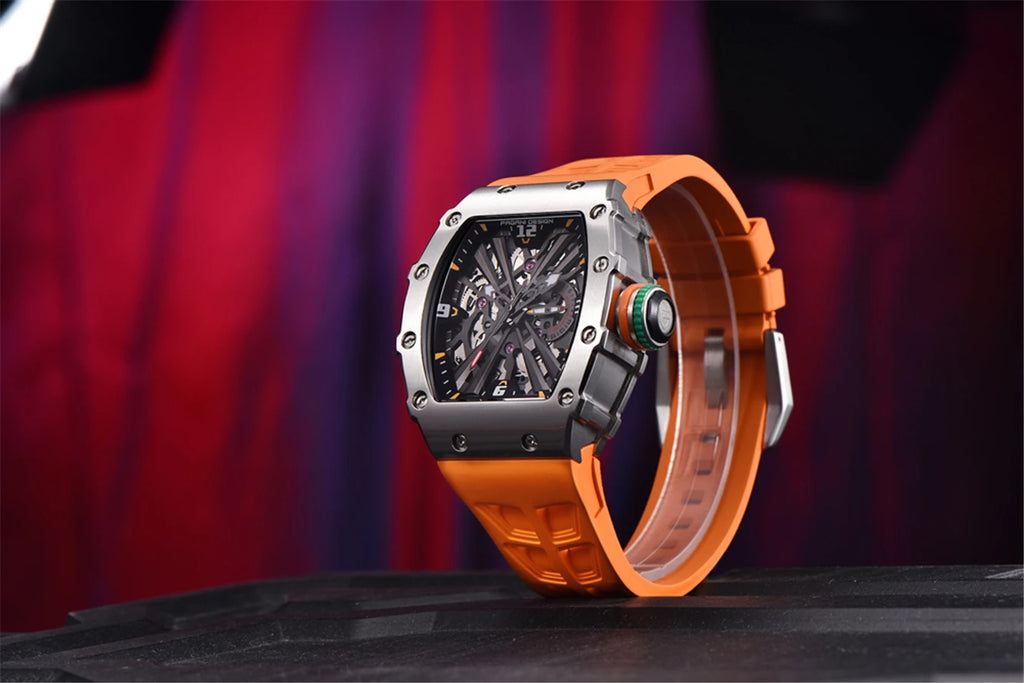 PAGANI DESIGN New VH65 Watch For Men Skeleton Quartz Wristwatch Sapphire Glass Silicone Original Luxury Men Watch Gift With Box