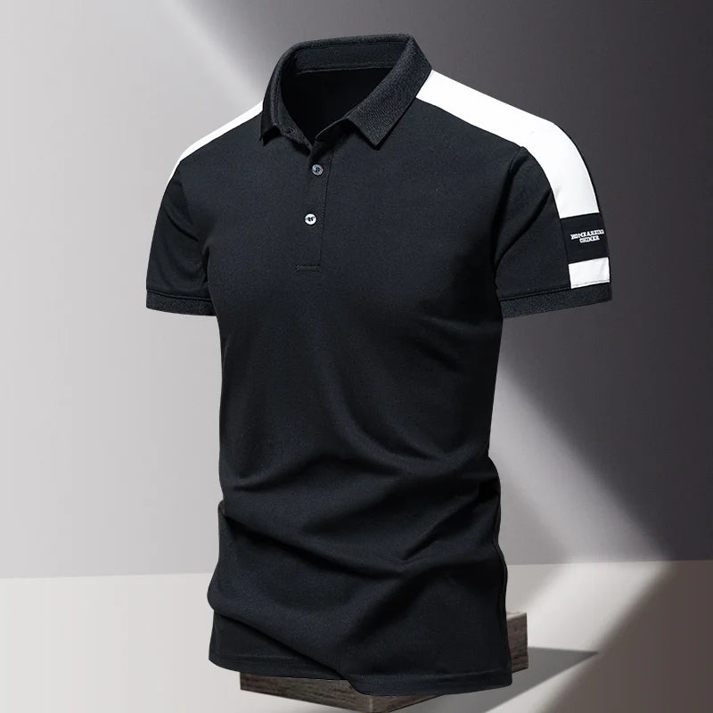 Men's POLO shirt, summer ice silk high-end business casual short sleeved T-shirt, solid color thin pure cotton lapel top