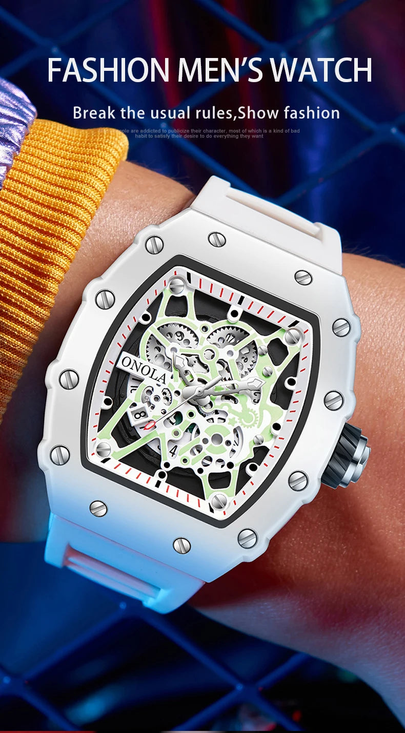 TOP Hot Selling Men Watch Fashion Brand ONOLA Quartz Silicone Tape Watches men Clock