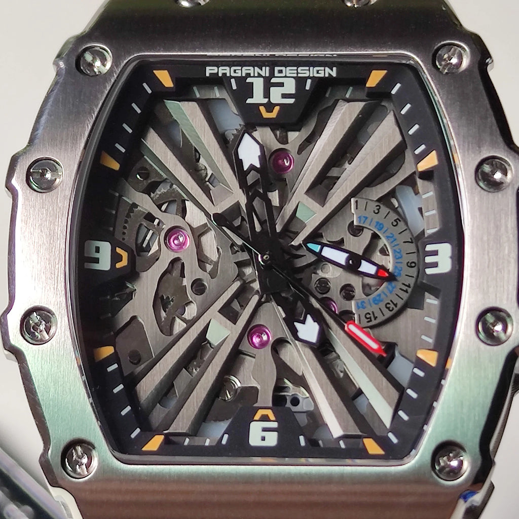PAGANI DESIGN New VH65 Watch For Men Skeleton Quartz Wristwatch Sapphire Glass Silicone Original Luxury Men Watch Gift With Box