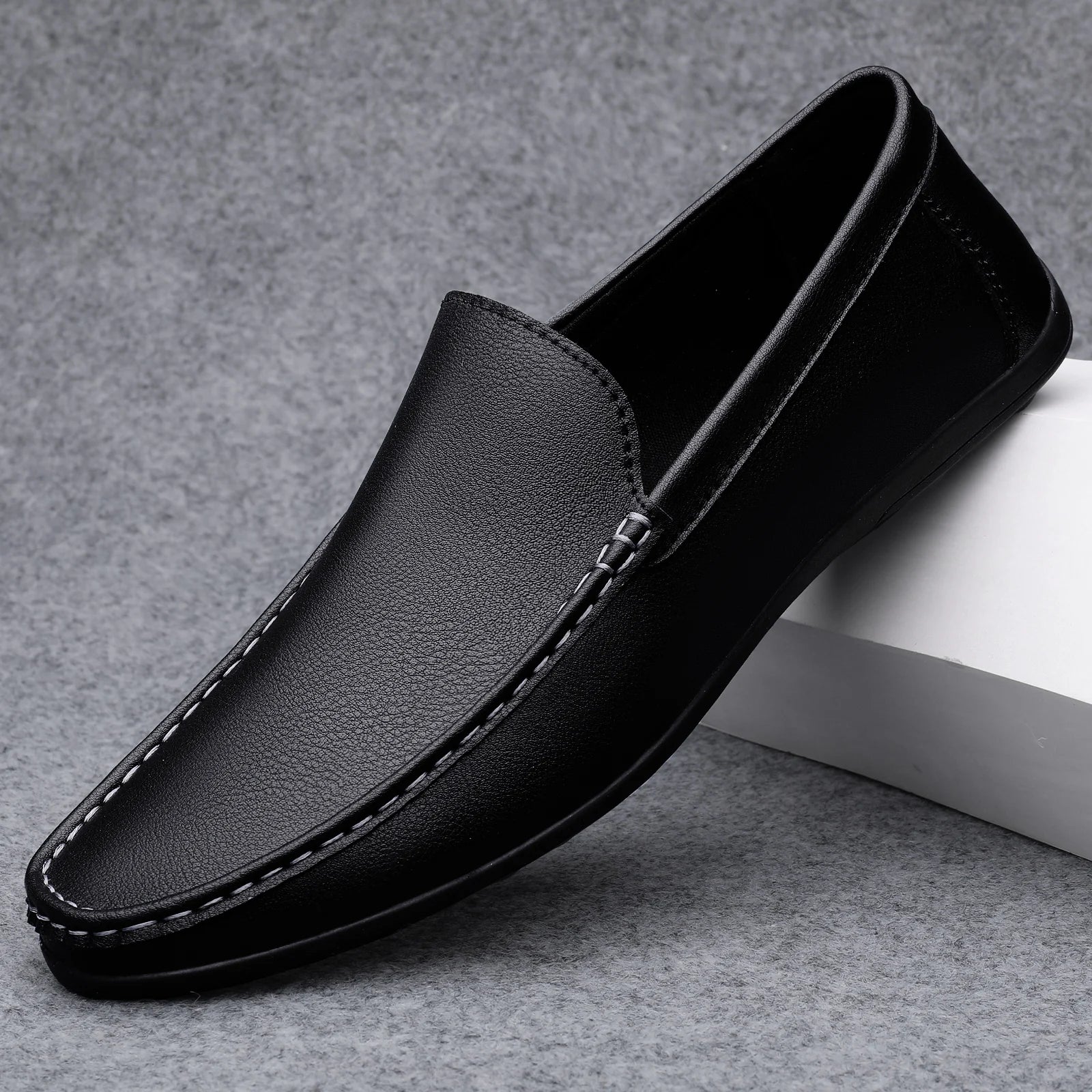 Man Casual Shoes Leather Slip On Super Lightweight Male Shoes