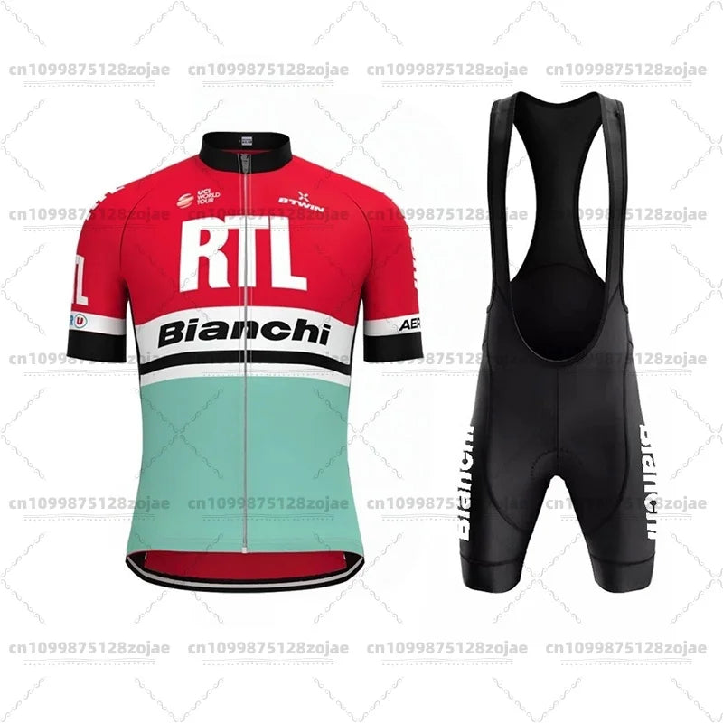 2025 Men's Retro Short Sleeve Jersey BIANCHI Cycling Jersey Bicycle Summer Short Sleeve Quick Dry Cycling Suit Kit