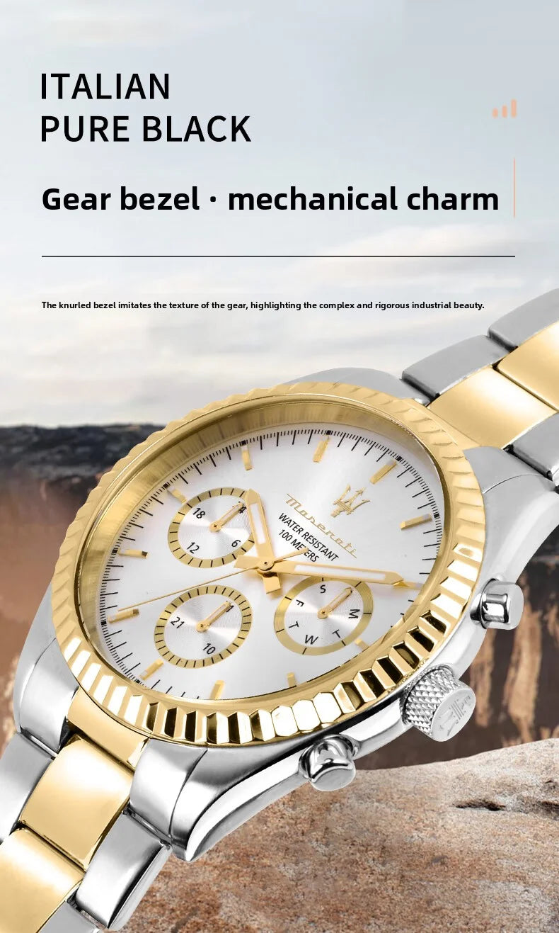 Original Maserati watches men's luxury gold fashion trend dial Shi Ying European and American business watch blue gold R88531000