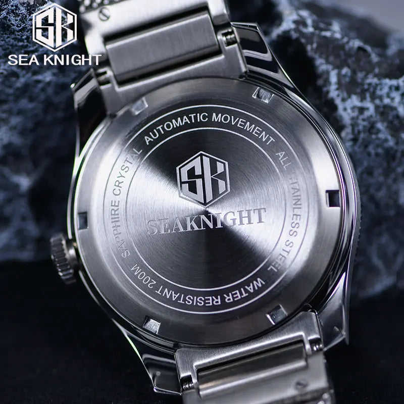 SEA KNIGHT Men 200M Waterproof Diving Watch Sapphire Crystal 316L Steel Mesh Belt C3 Luminous NH35A Automatic Mechanical Watch