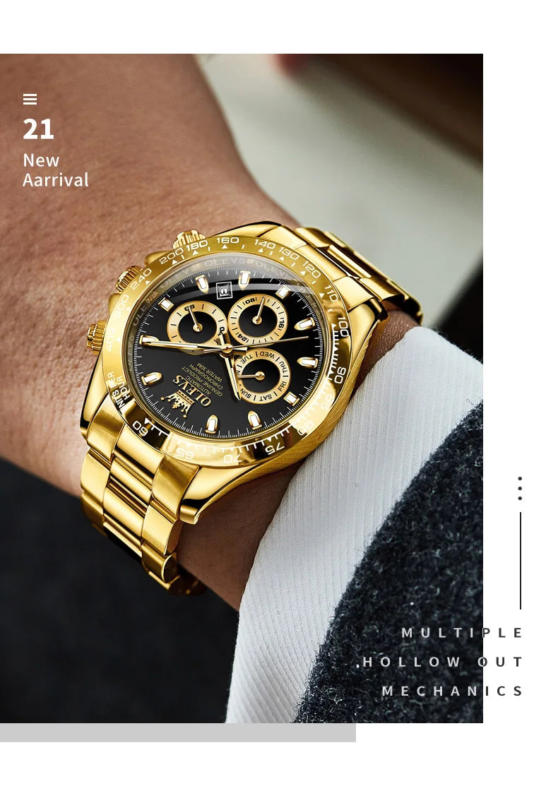 OLEVS 6638 Men Watch Brand Mechanical Movement Automatic Watch Men Luxury Waterproof Calendar Timing Code Original Men Watch