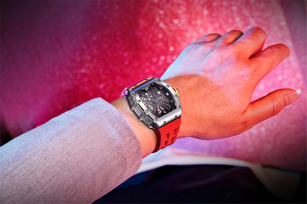 PAGANI DESIGN New VH65 Watch For Men Skeleton Quartz Wristwatch Sapphire Glass Silicone Original Luxury Men Watch Gift With Box