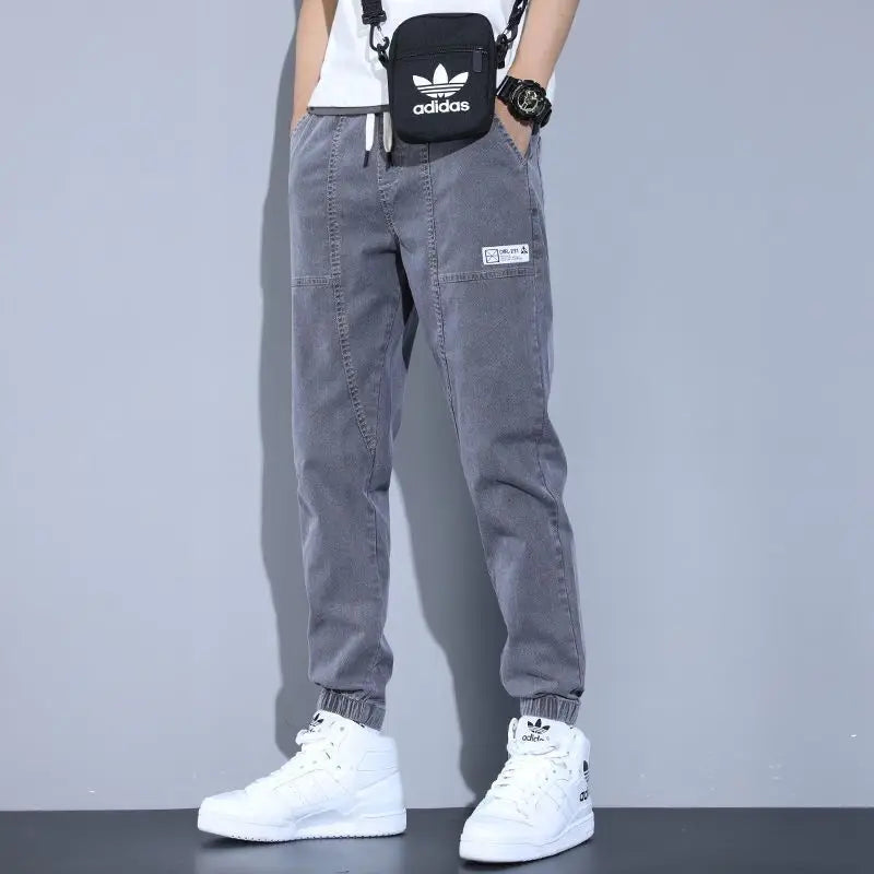 Loose Fit Men's Denim Jeans Casual Workwear Harlan Pants Trousers Harajuku Sle Cotton Polyester Blend Wear Resistant