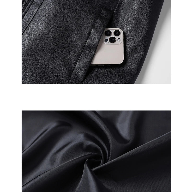 New Fashion Leather Jacket Men Autumn Winter Men's Motorcycle Jacket Biker Warm Windbreak PU Leather Coat Men Outerwear Black