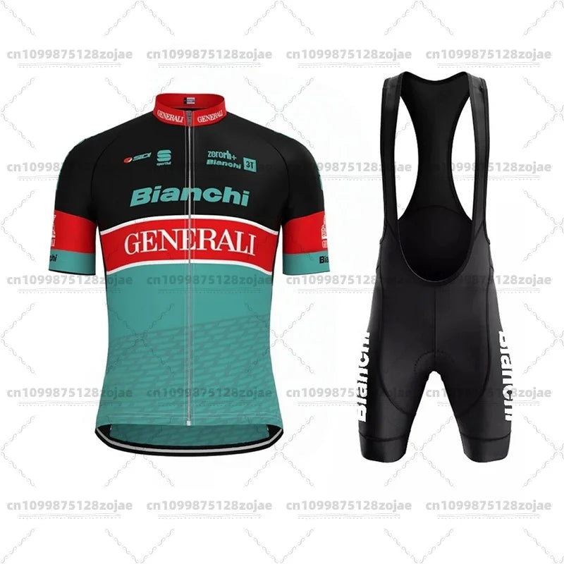 2025 Men's Retro Short Sleeve Jersey BIANCHI Cycling Jersey Bicycle Summer Short Sleeve Quick Dry Cycling Suit Kit