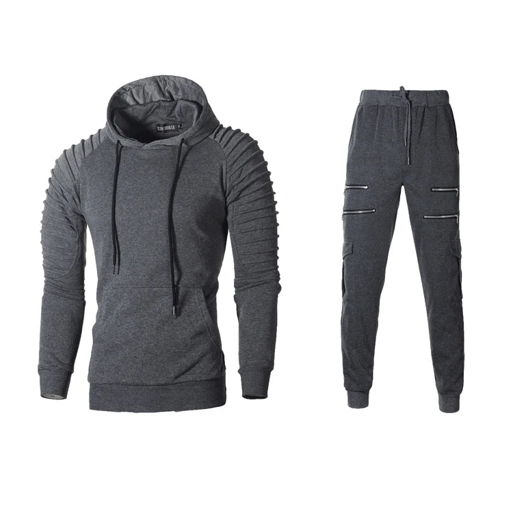 2025 New Men's Sportswear Set Two-piece Casual Jogging Warm Breathable Fitness Sportswear Set Military Tactical Hoodie + Trouser