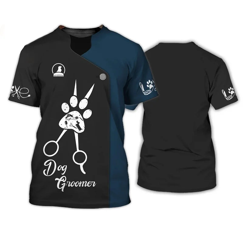 3D Print Pet Groomer Grapgic T-Shirts For Men Women Dog Cat Grooming Pattern Tee Tops Casual O-Neck Oversized TShirt Streetwear