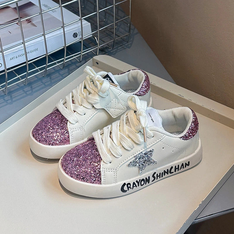 Sports Shoes for Kids Spring Fall New Boys Girls Sports Shoes Casual Board Shoes Leather Soft Soled Small White Shoes for Kids