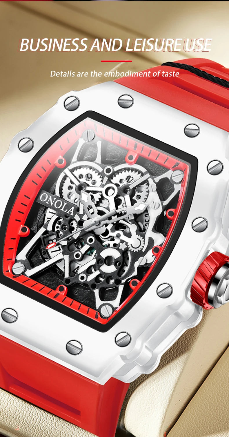 TOP Hot Selling Men Watch Fashion Brand ONOLA Quartz Silicone Tape Watches men Clock