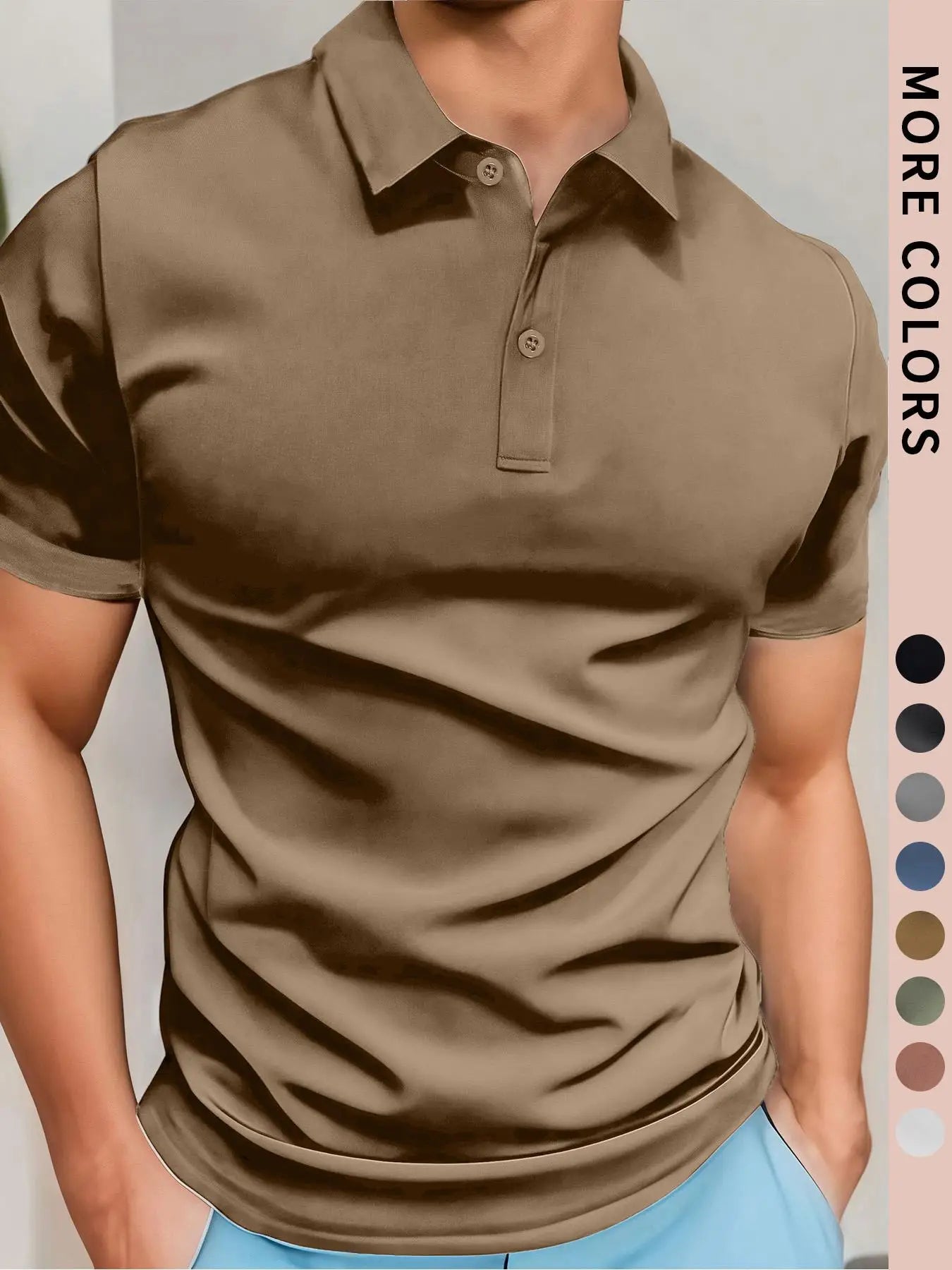 Men's Polo Simple Pure Color Short-Sleeved Shirt, High-Grade Fabric, Breathable and Comfortable Fabric with Ice Feel, Summer Outdoor Casual Men's Shirt, Men's Gifts