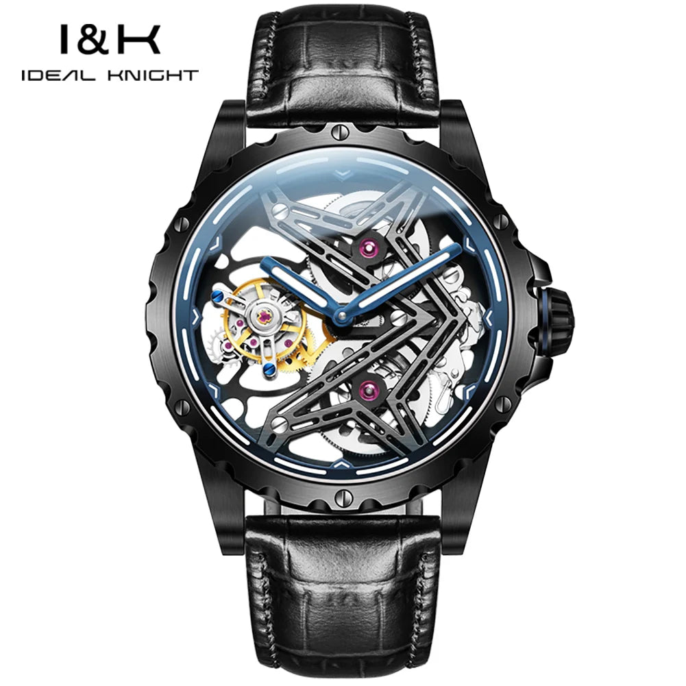 IDEAL KNIGHT 6803 Tourbillon Watch Automatic Mechanical Watch Luminous Waterproof Clock High Quality Fashion Business Men Watch