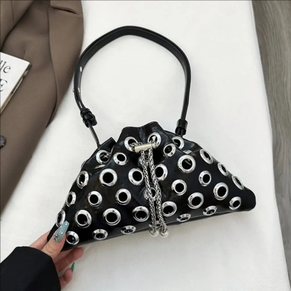 Portable Metal Stud Rivet Shoulder Bag