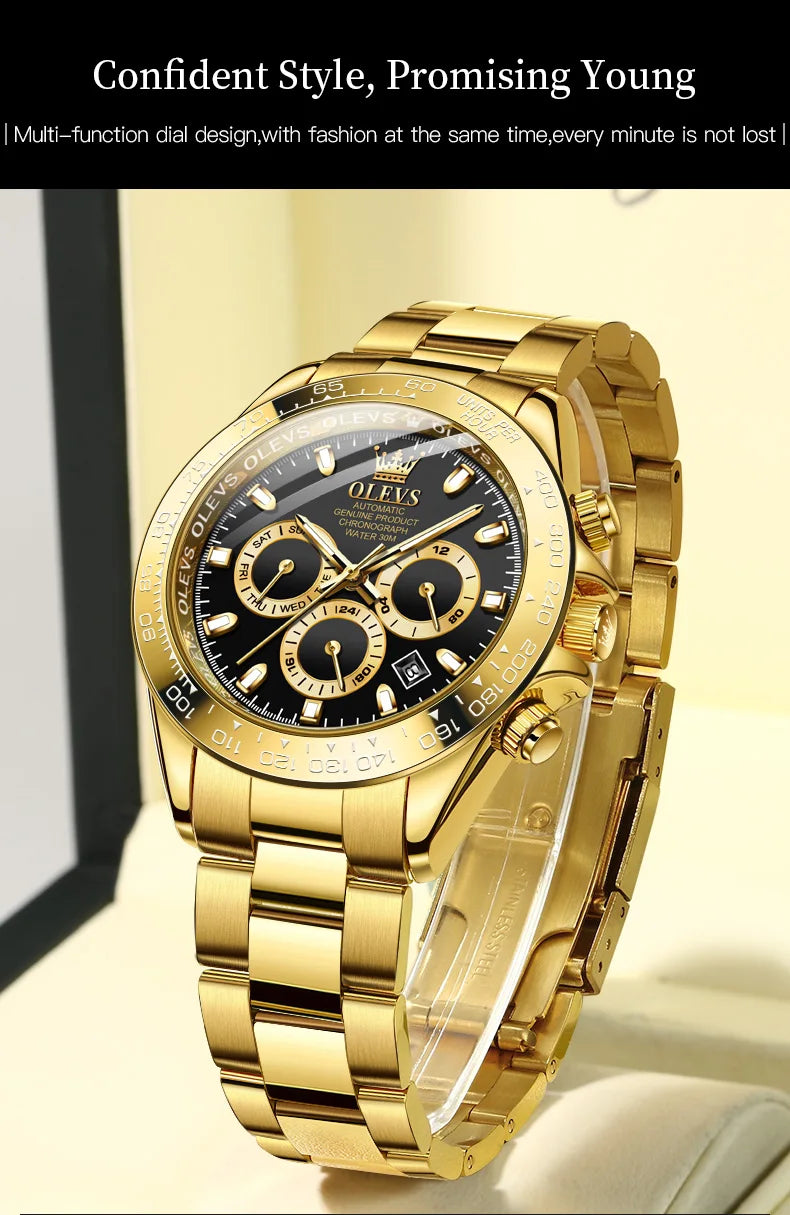 OLEVS 6638 Men Watch Brand Mechanical Movement Automatic Watch Men Luxury Waterproof Calendar Timing Code Original Men Watch