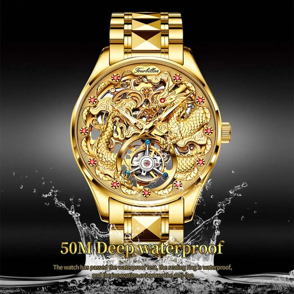 OUPINKE Original Genuine Watch Luxury Tourbillon Mechanical Business Men's Watch Automatic Mechanical Fashion Wristwatch Clock
