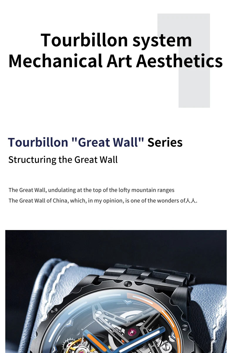 IDEAL KNIGHT 6803 Tourbillon Watch Automatic Mechanical Watch Luminous Waterproof Clock High Quality Fashion Business Men Watch