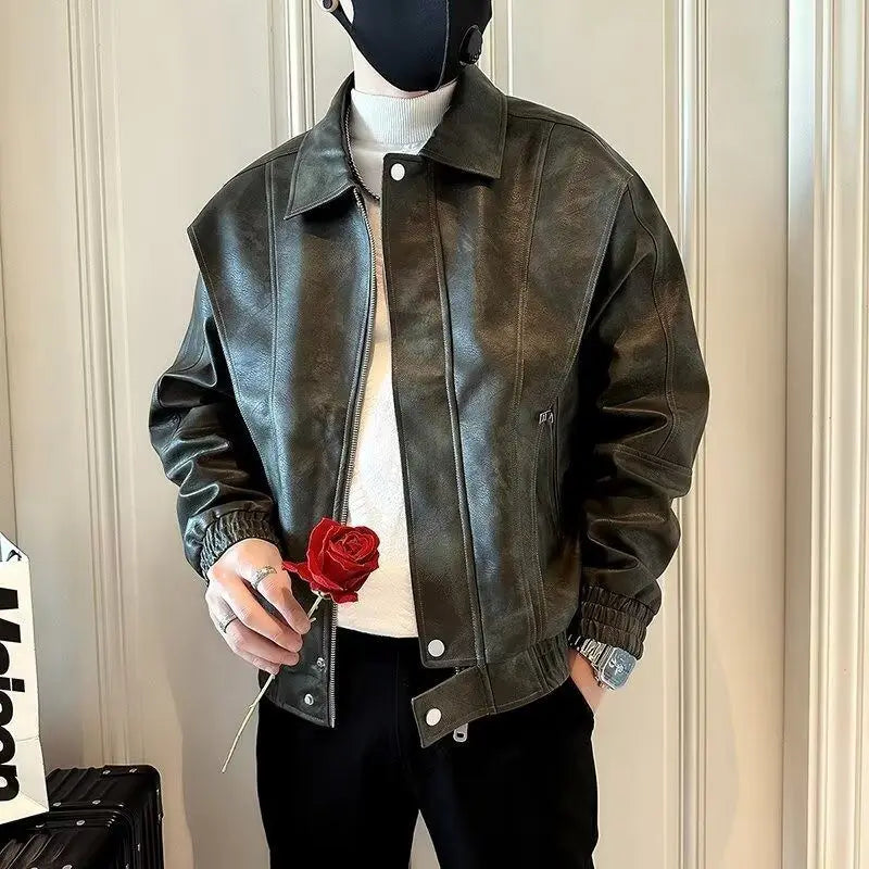 High-end Leather Jacket for Men in Spring Autumn Winter 2025 New Trendy Casual