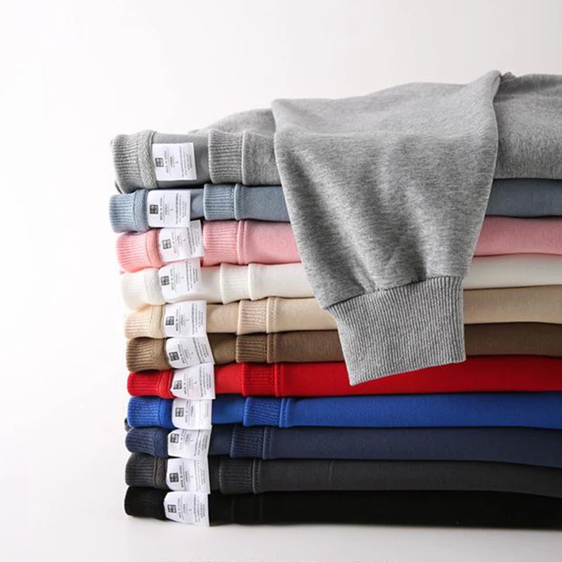 New Heavy Fabric Men/Women Simple Style Sweatshirts Fashion Soild Color O Neck Loose Hoodies Autumn Casual Pullover Tops